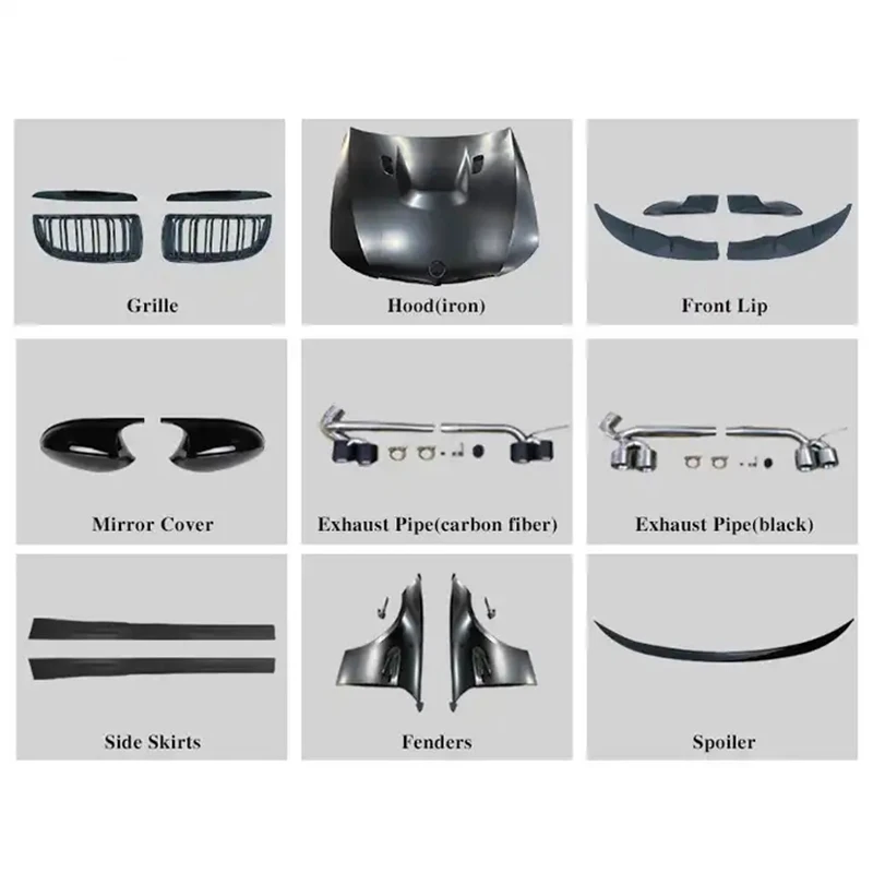 Car Modified M3 Style Body Kits Bumper Dody Hood Fender Side Skirts and Exhaust Pipe for BMW 2005-2008 3 Series E90 M3