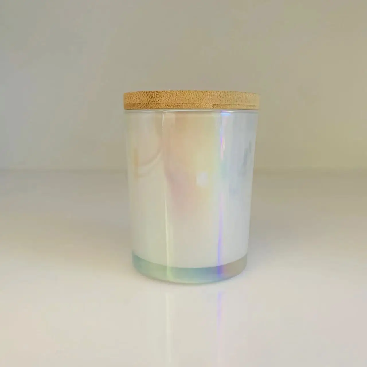 Luxury Unique Custom Colored Iridescent Rainbow Moon White Glass Candle ...