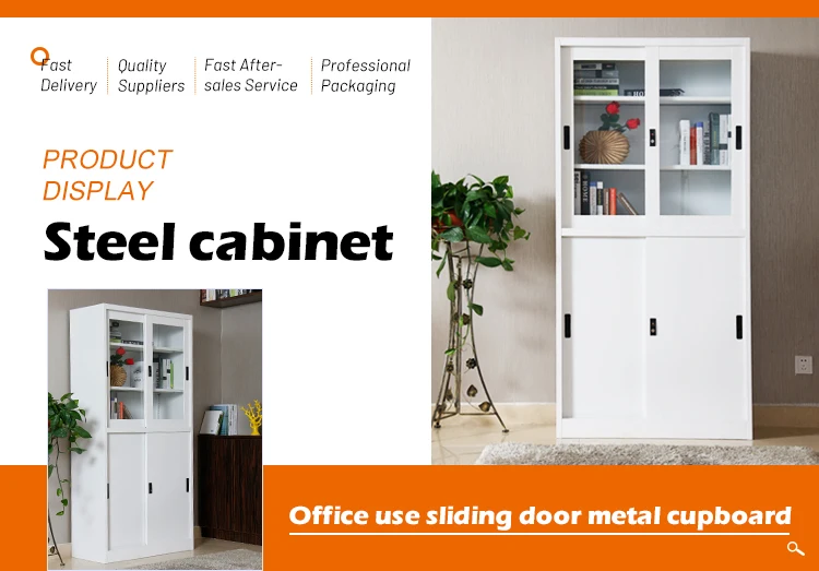 Sliding Glass Door Filing Locked Display Metal Cupboard With