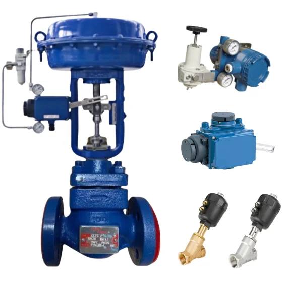 Pneumatically Operated 2/2 Way Angle Seat Valve Buerkert 2000 Piloted Angle Seat Valve and Valve Positioner