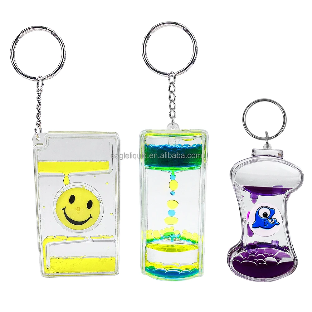 Liquid Floating Keyring Sand Timer Hourglass Keychain