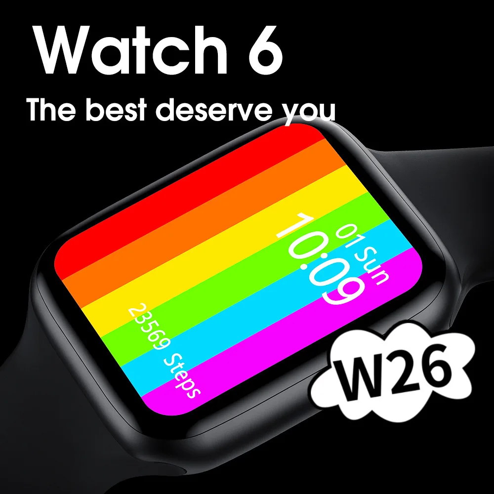 Горячая Распродажа 2021, W26 W26 + умные часы с сенсорным экраном и длительным временем работы в режиме ожидания, браслет для Android IOS PK W46 T500