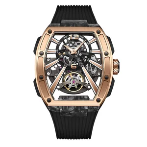 High-quality Carbon Fiber case Men's Mechanical Watch Rubber Strap Simulated Dial Automatic Luxury Fashion Trend Sports Watches