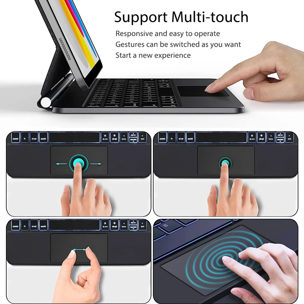 product laudtec backlight magic keyboard case for ipad 10th generation 109 with touchpad trackpad slim magnetic tablet cover pbk318-10