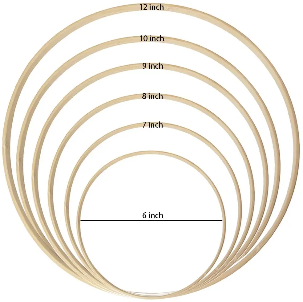 STOBOK 8pcs Wooden Bamboo Garland Hoop Wreath Hoops Wooden Rings for  Crafting Round Wreath Frame Macrame Rings Cross Stitch Hoop Macrame Bamboo  Rings