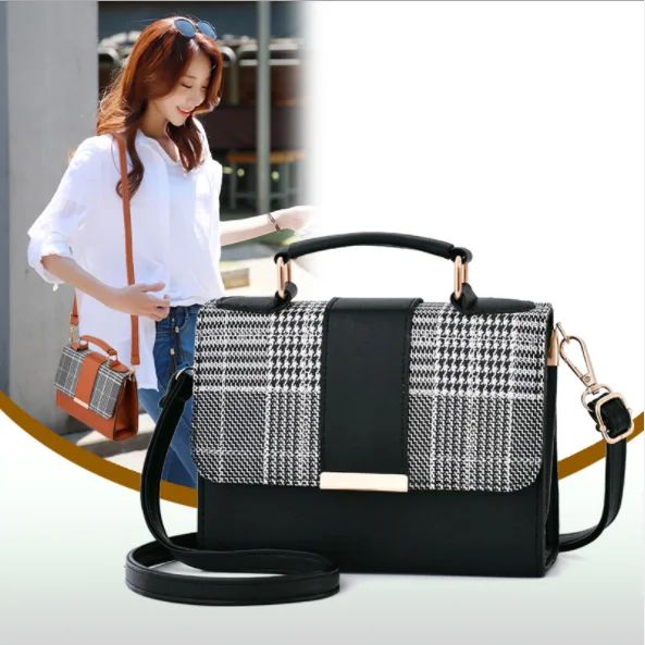 Wholesale Free shipping fashion korean style bump color Small square  package pu stylish shoulder bag black and white ladies bag From  m.