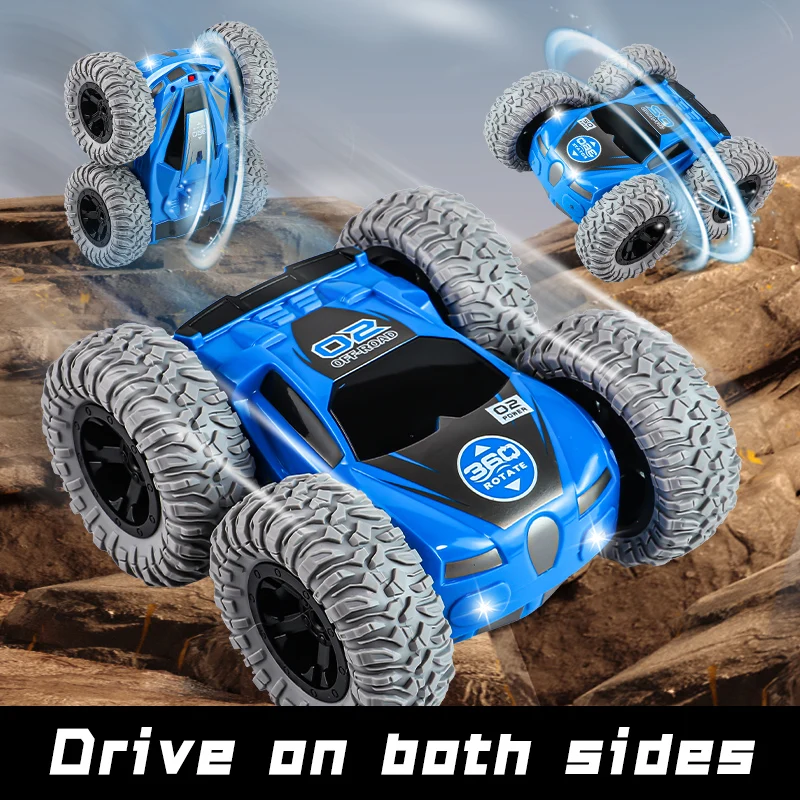 Remote Control Stunt Car 4WD Dual Exhaust Pipes Smoke Spraying RC Cars Double Ricochet Stunt Car with Light