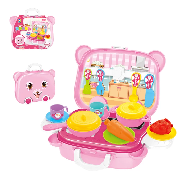 Factory wholesale icecream trolley toy Pretend Play BBQ kitchen Toy Set Gift for Girls Kids Children Pink Style Origin