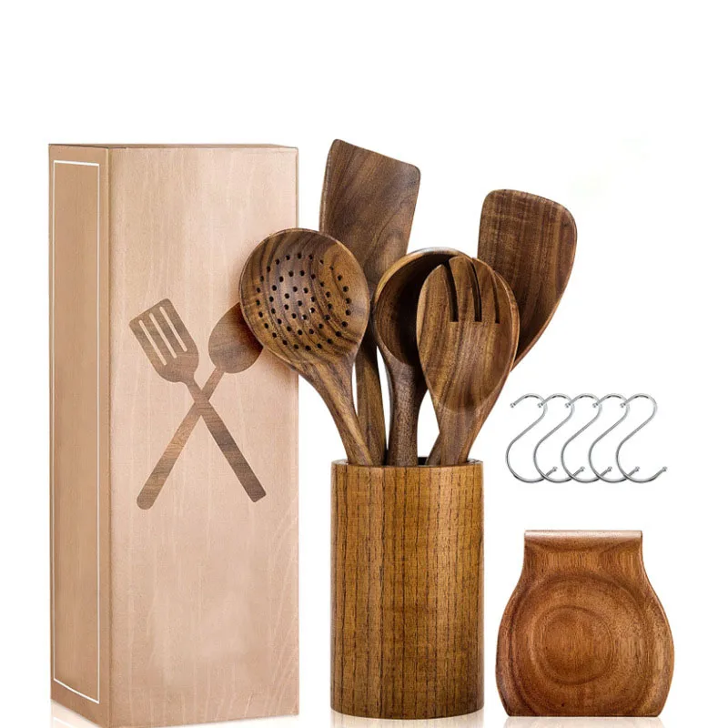 Espátula Giratoria De Madera De Teca Natural, Uten... – Grandado