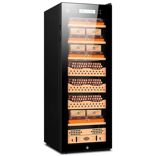Constant temperature and humidity cigar humidor, compressor air-cooled Beech wood frame cigar cabinet