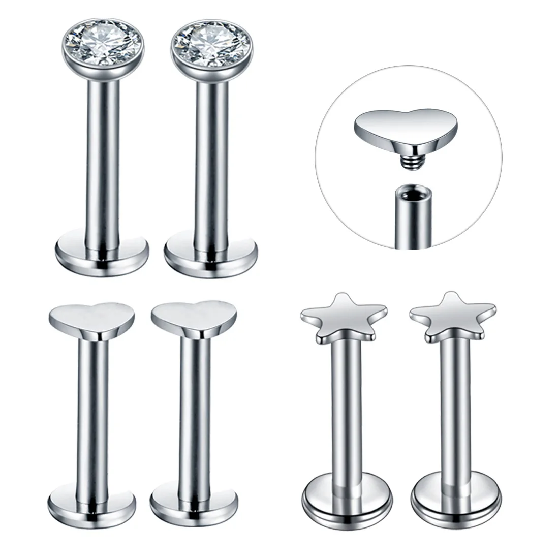 Buy 4PCS Stainless Steel Labret Lip Rings 16 gauge 3/8 10mm 3mm Ball Spike  Lobe Lip Earrings Marilyn Monroe Piercing Jewelry 0353 Online at Low Prices  in India | Amazon Jewellery Store - Amazon.in