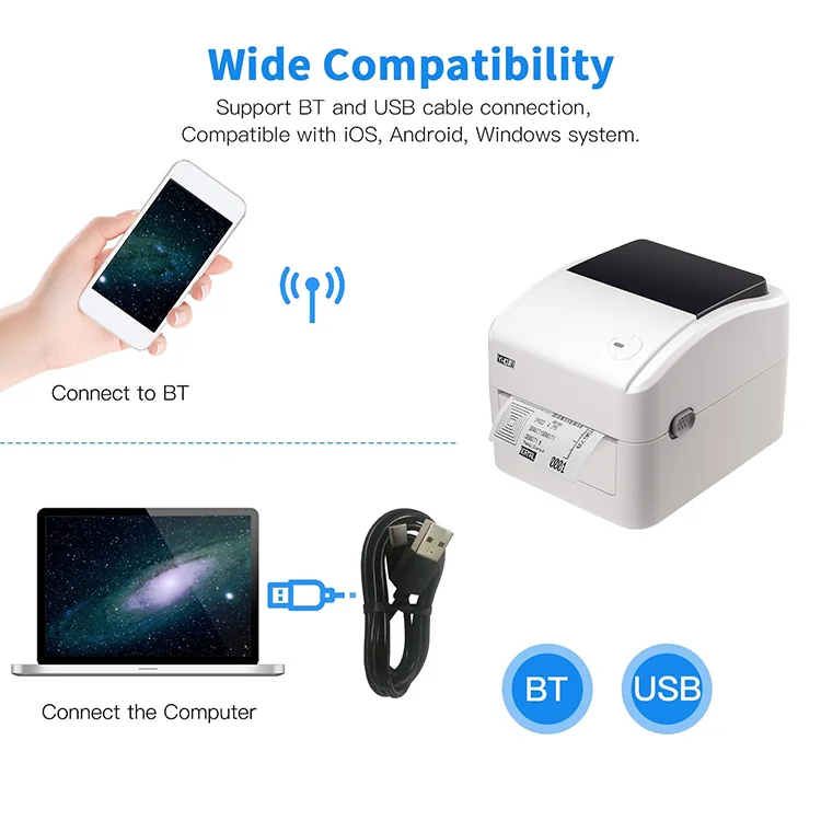 YHD-420B Shipping Label Printer 4x6 Inch Desktop Thermal Label Printer for Express Warehouse
