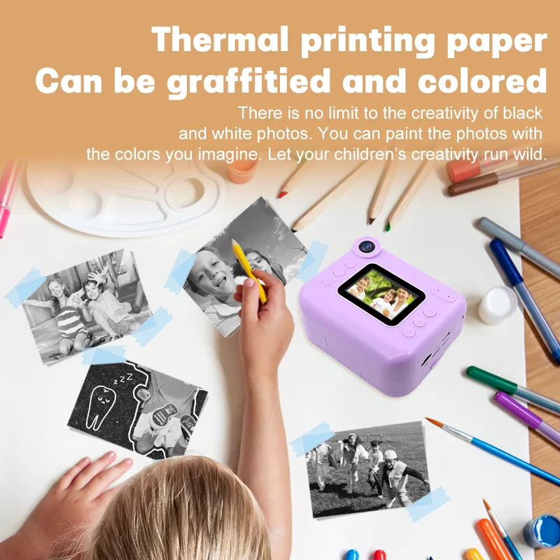 High Quality Thermal Printing Camera 2 Inches Screen Instant Print Camera Upgrade Selfie Camera with Dual Lens