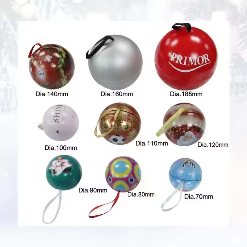 Small and Big Standing Christmas Metal Tin Ball 68mm 80mm 90mm 100mm 110mm 120mm 140mm Diameter