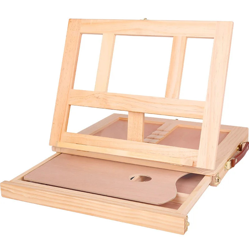 Wood Table Top Easel for Painting, Adjustable Desk Easel with Storage  Drawer, 5 Canvas and 1 Paint Palette, Beechwood