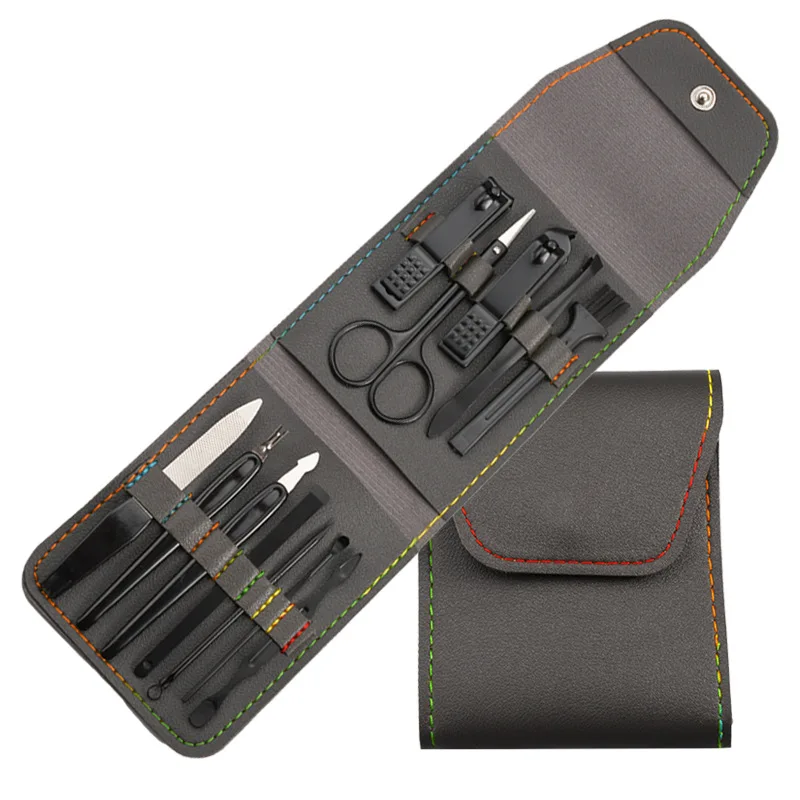 product factory direct selling luxury manicure set stainless steel black beauty set manicure tools417-3