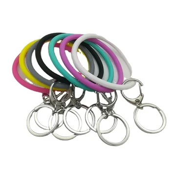 Townshine Silicone Bangle Key Ring Wrist Keychain Bracelet Round Key Rings