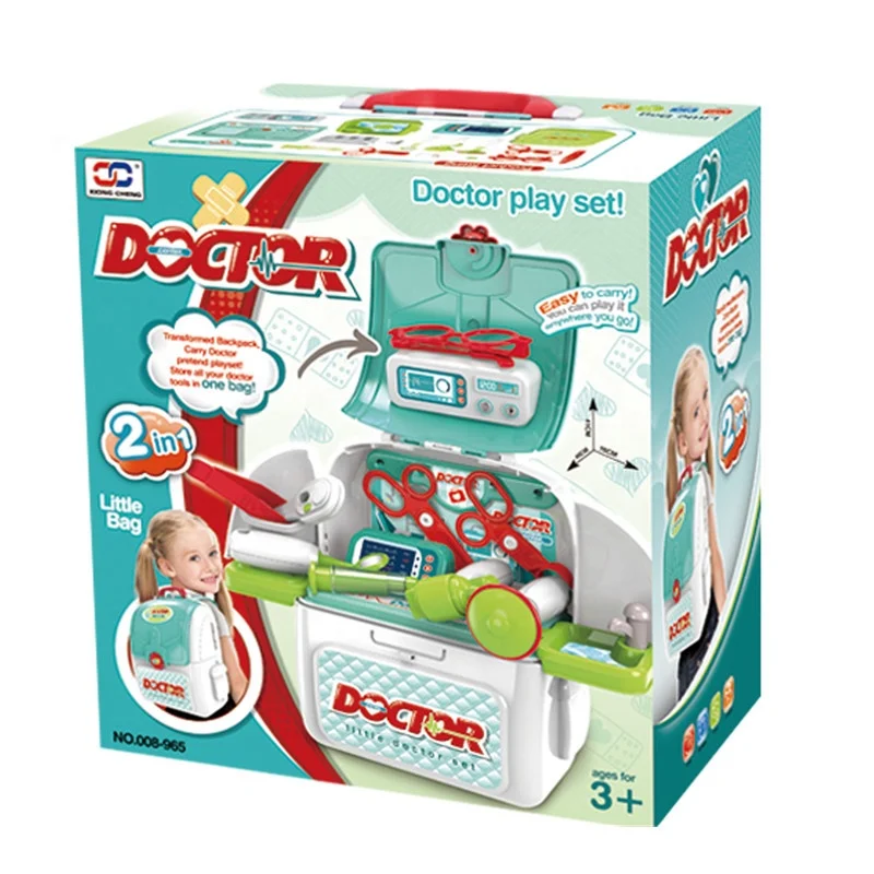 2020 New Item 2 in 1 Plastic Kids Backpack Hospital Kit Doctor Set Toy