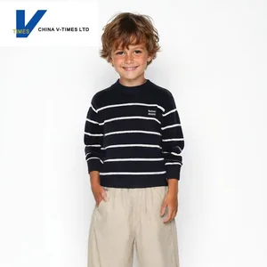 China V-Times Boys 2026 New Autumn and Winter Knitted Stripe Warm Sweater