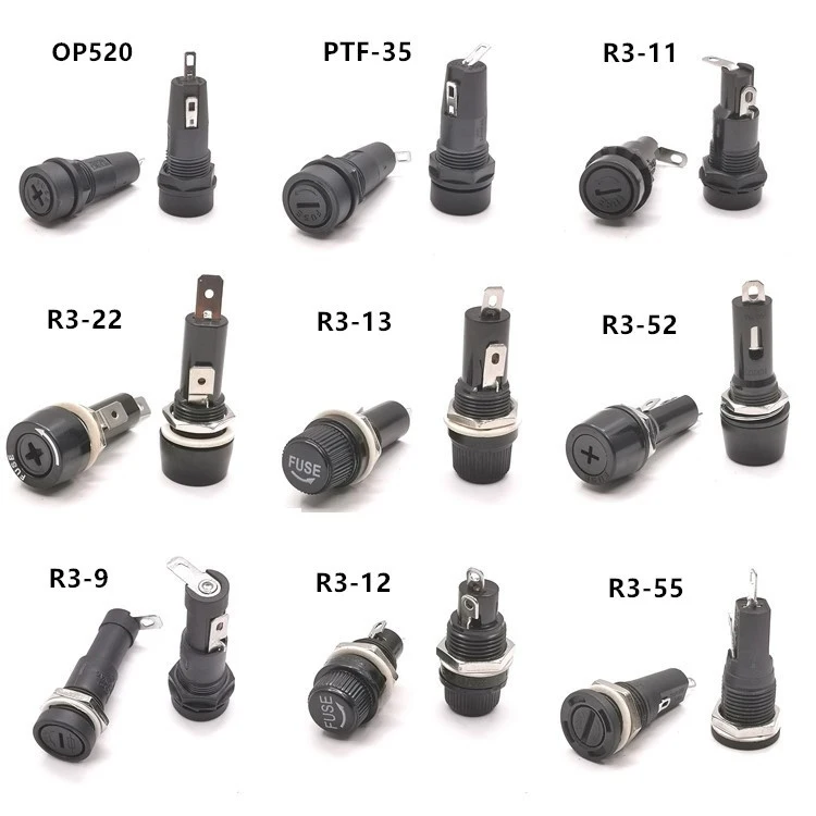 R311 Panel Mount Chassis Fuse Holder For 5x20mm Glass Fuses 10a 250v