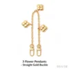 Straight gold round flower 3-flower decorative chain, 30cm