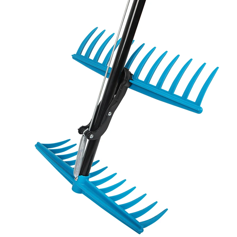 Long Handle Plastic Rake Lightweight Adjustable Collect Grabber Leaves