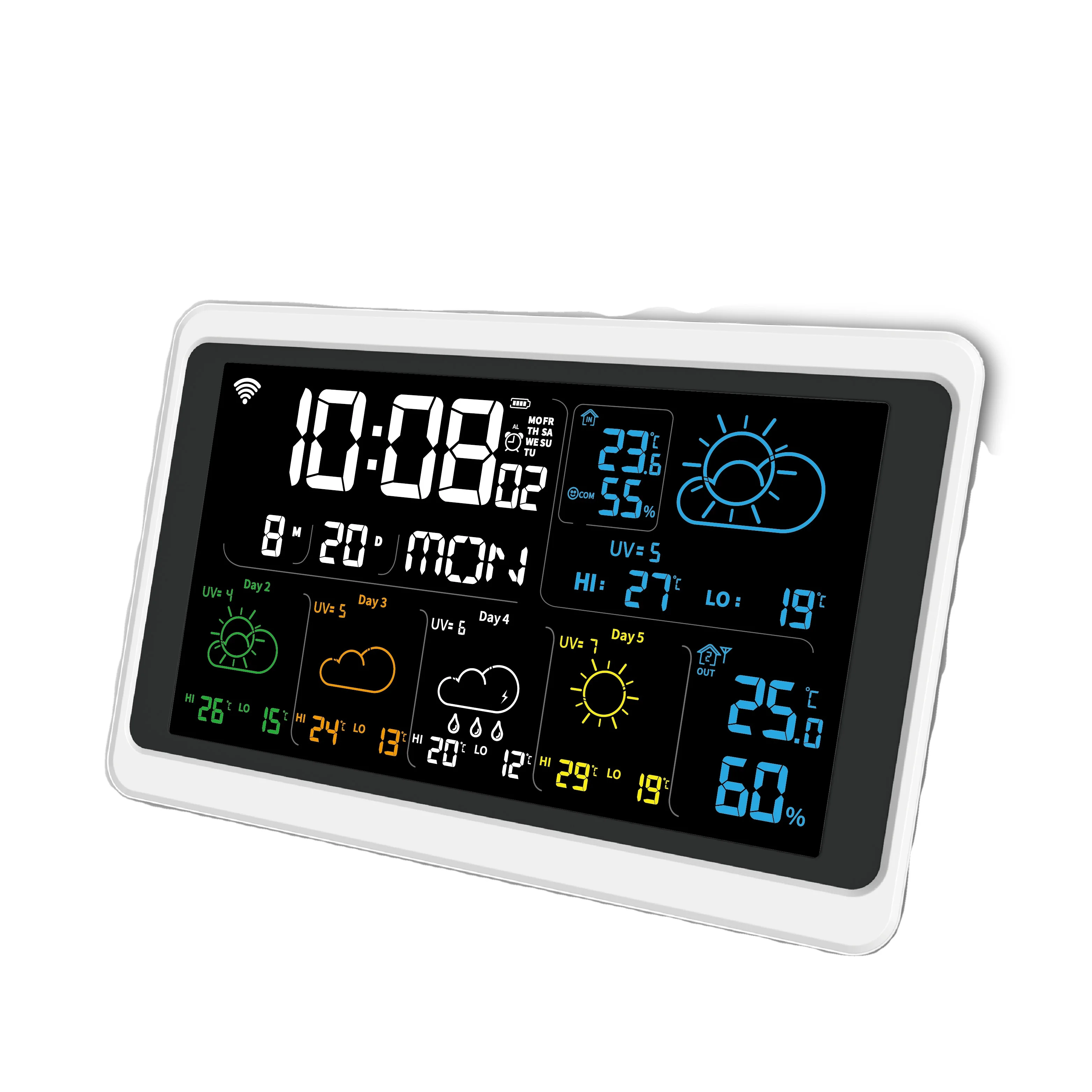 RSH wifi / ble weather station clock with Tuya APP five-day weather station  indoor outdoor temperature and humidity, Weather Station