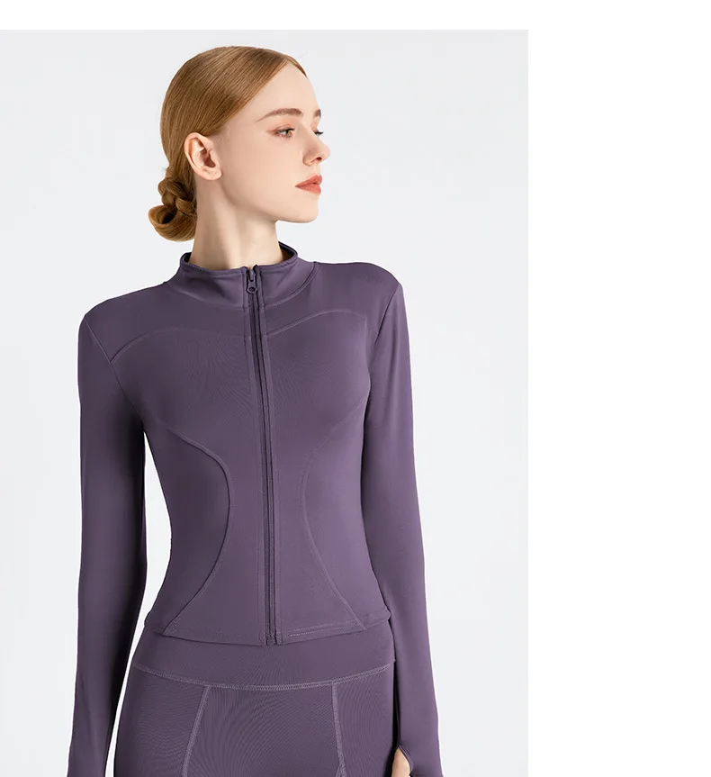 Lightweight High Stretchy Full Zipup Yoga Workout Jacket Athletic Full