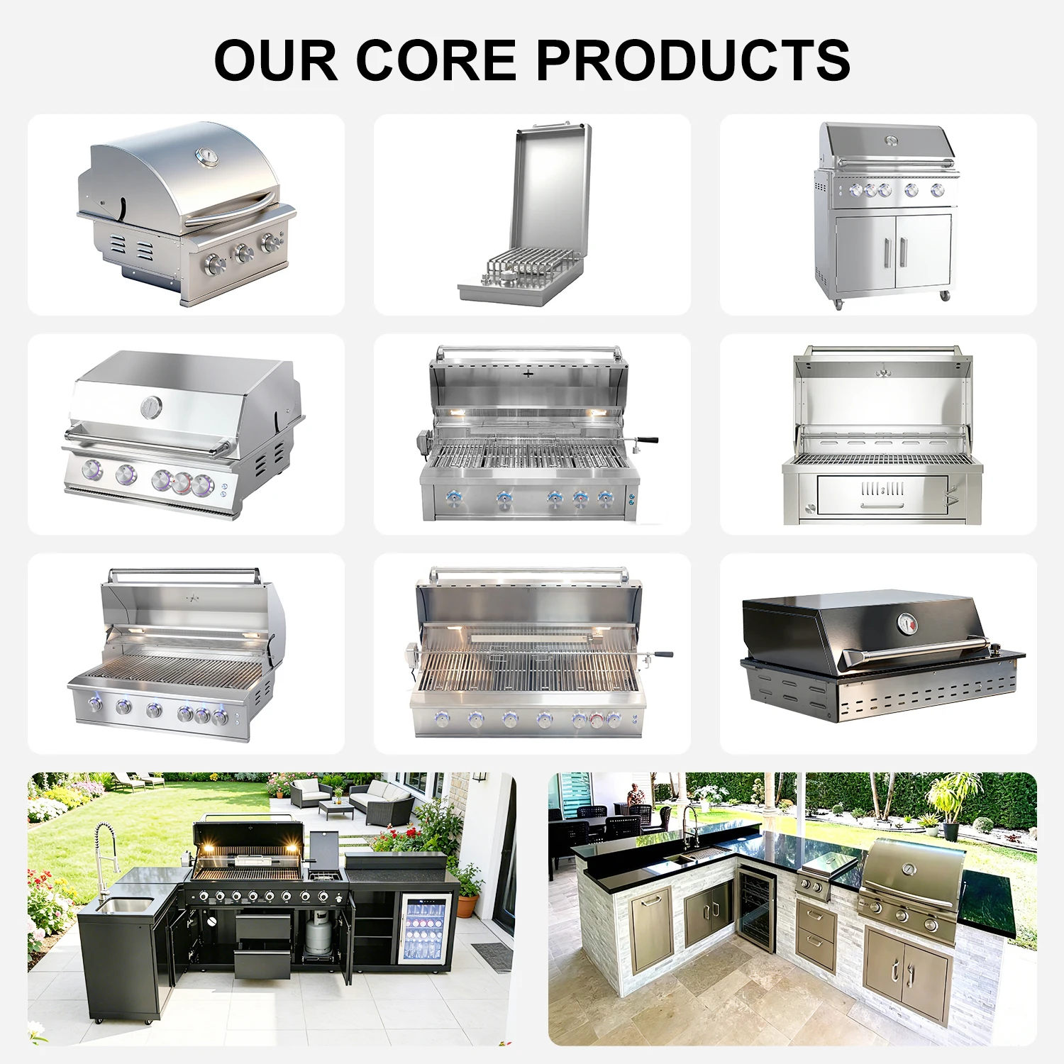 Outdoor Kitchen BBQ Grill Cabinets Islands Heavy Duty 304 Stainless Steel