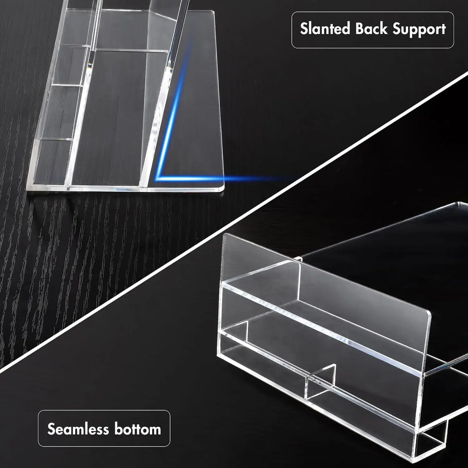 Factory Clear Desktop Countertop Flyer Display Stand Acrylic Brochure Holder Pamphlet Holders with Business Card Storage