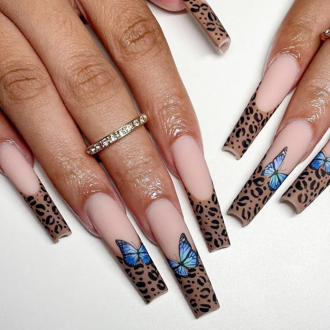 Factory Supply Coffin Nail Tips With Glue Hand Made Ballerina Leopard-print  Butterfly Nail Design Long Press On False Nails - Buy Nails Press On,Custom  Press On Nail,Long Ballet Nails Product on Alibaba.com