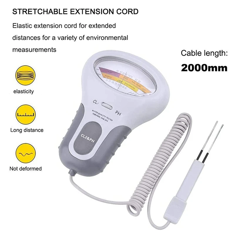 2 in 1 PH Chlorine Meter Tester PC-101 PH Tester Chlorine Water Quality Testing Device CL2 Measuring for Pool Aquarium
