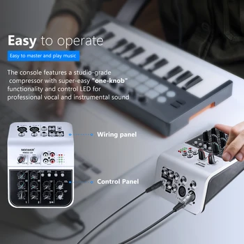 Neewer Mixing Console Compact Audio Sound 2-Channel Mixer for Condenser Microphone(NW02-1A) US/EU Plug detail image