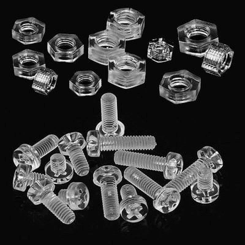 M2 M3 M4 M5 M6 M8 Acrylic Clear Plastic Nylon M3-M6 Round Phillips Head Screw Bolt + Nut