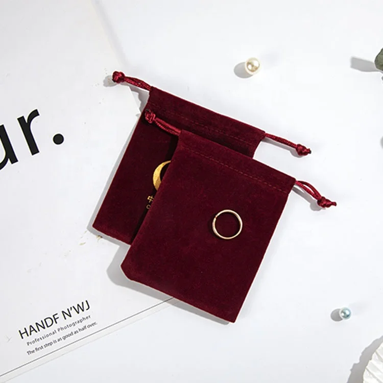 Custom Small Jewelry Bag Drawstring Velvet Pouch With Brand for Crystal  Packaging