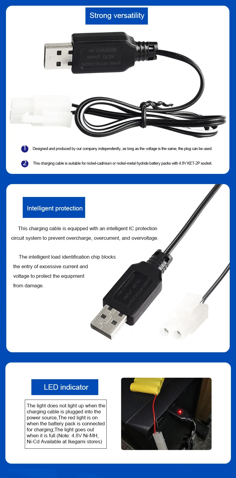 Ket 2p Plug 4.8v Usb Charger Nicd Nimh Aa Aaa Battery For Light Rc Toy Buy Nicd Nimh Battery