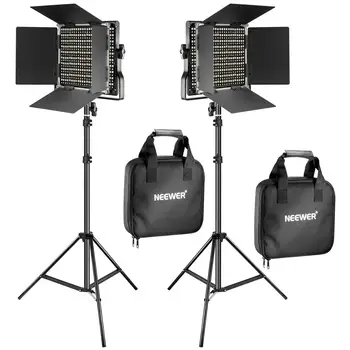 Neewer 2 Pieces Bi-color 660 LED Video Light and Stand Kit Includes:(2)3200-5600K CRI 96 for Studio Photography, Video Shooting