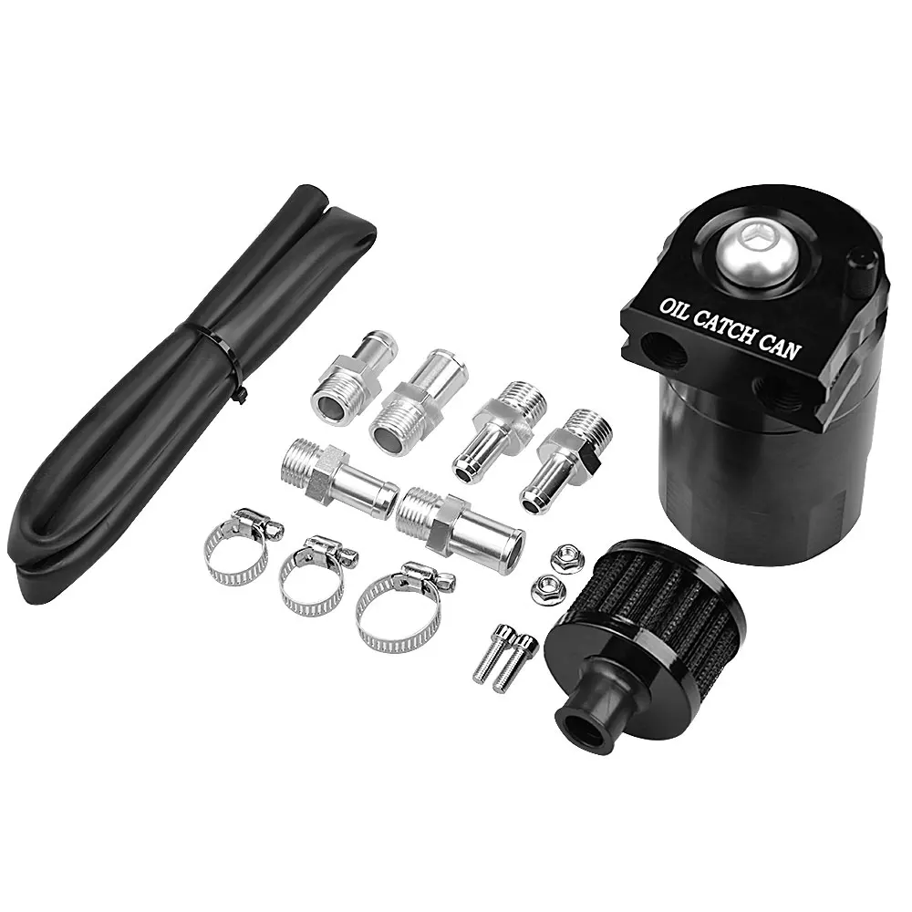 Universal Aluminum Oil Catch Can Kit With Baffled Tank & Breather Filter – Fits Most Engines 3 thumbnail image