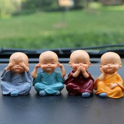 4 шт. симпатичный набор керамическая статуя маленького Будды керамика маленькое количество Смеющийся Монах Красный портативный автомобиль для дома