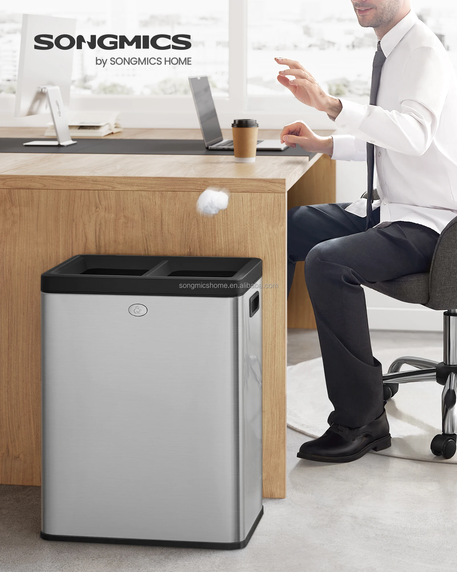 Songmics Slim Stainless Steel Garbage Cans Without Lids Cheap Trash Can