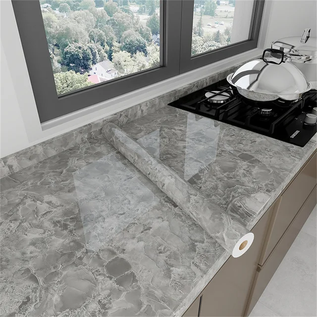 Marble Texture Laminate Kitchen Cabinet Wrap Sticker Vinyl Wood Grain PVC PET PETG lamination film Wholesale Furniture