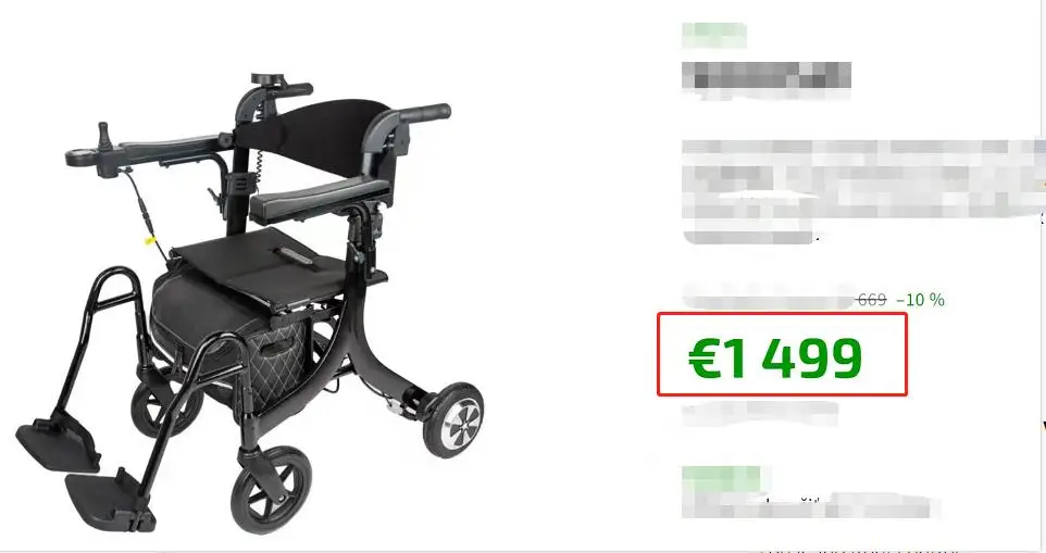 Power Wheelchair electric handicapped disability 5 IN 1 adjustable direction foldable  rollator  walker wheelchair supplier