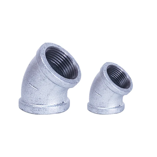 Hot Dip Galvanized Gi Malleable Cast Iron Pipe Fittings 45 Degree Elbow For Water Oil Fire 7698