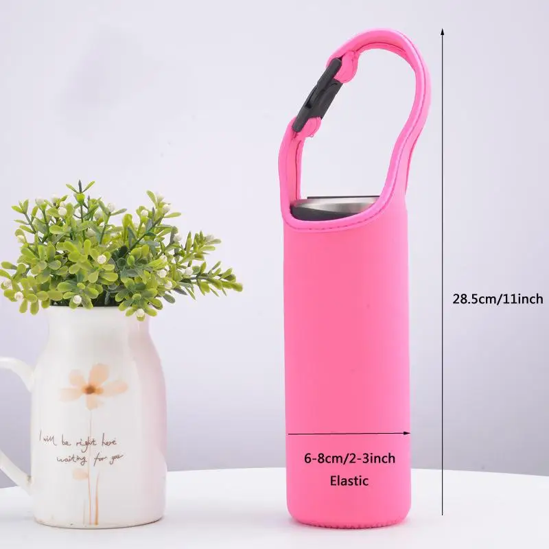 2020 High Quality Customized Logo Neoprene Insulated Water Glass Bottle Sleeve Holder Cover With Strap