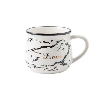 Vintage Ceramic Mug with Marble Stripes Breakfast Coffe Cup for Milk and Coffee Custom Mug Logo Printing