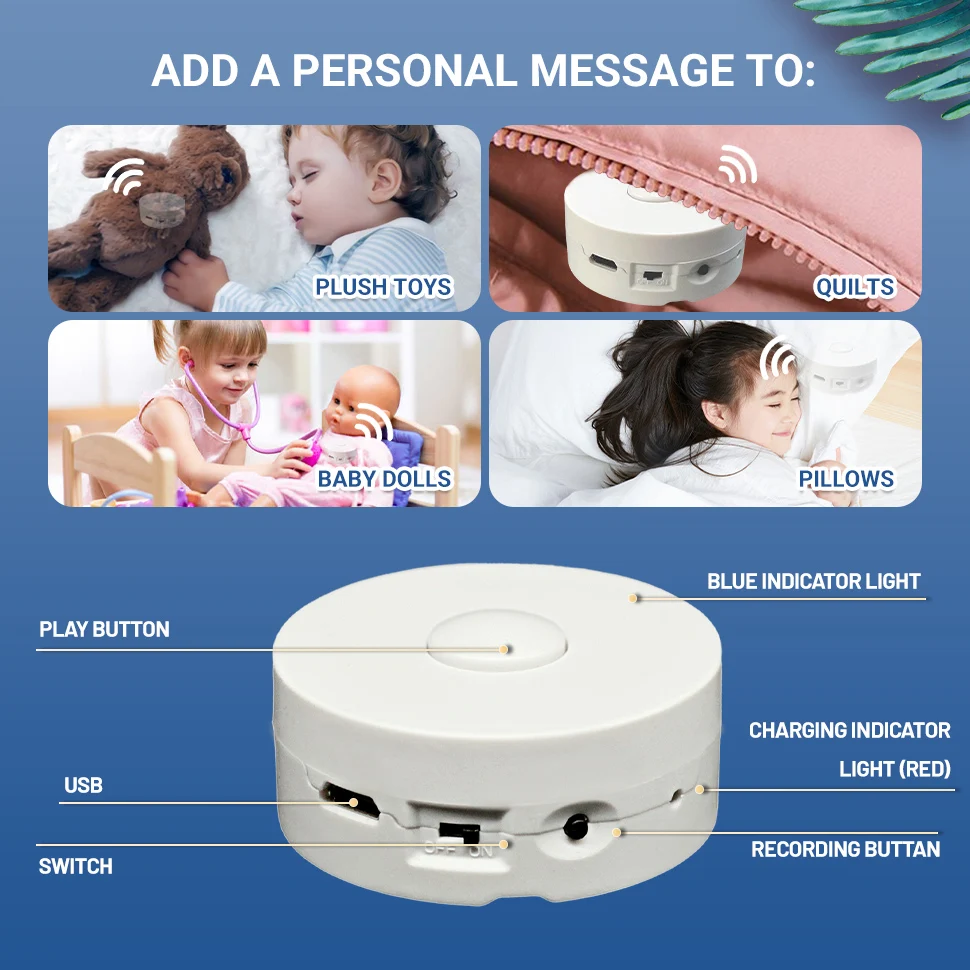 Round Shape Programmable Plush Toy Sound Button Module Record Playback