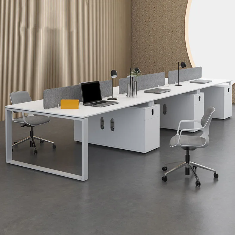 Modern Minimalist Open Work Space Workstation White 2 4 6 Person Office Work Station for Staff