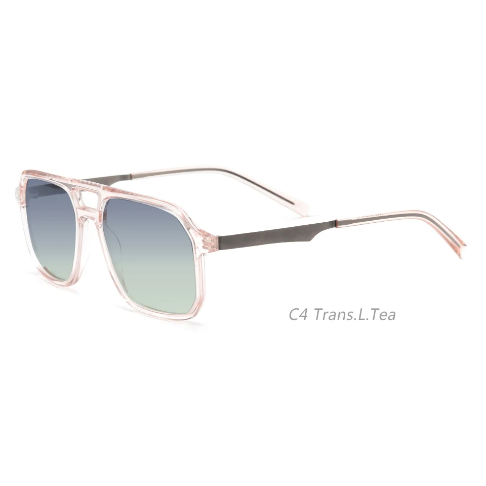 Vintage Acetate Sunglasses Polarized Square Customize Logo Shades Double Bridge Sun Glasses for Men Women Lunettes De Soleil