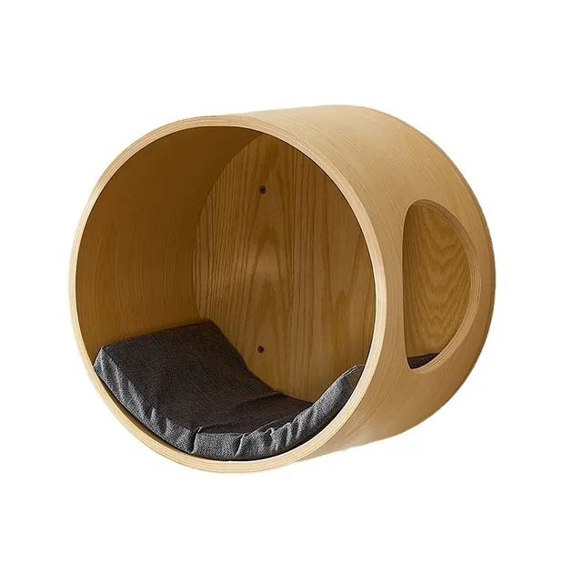 Shui Mu Sheng Modern Curved Solid Wood Cat Rack Wall Climbing Nest Springboard Integrated Cat Nest Cross Border Design Carton