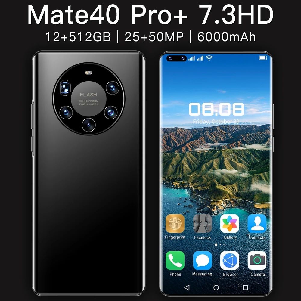 Хит продаж Mate 40 Pro + 12 Гб + 512 Гб 7,3 дюйма полный дисплей Android 10,0 мобильный смартфон